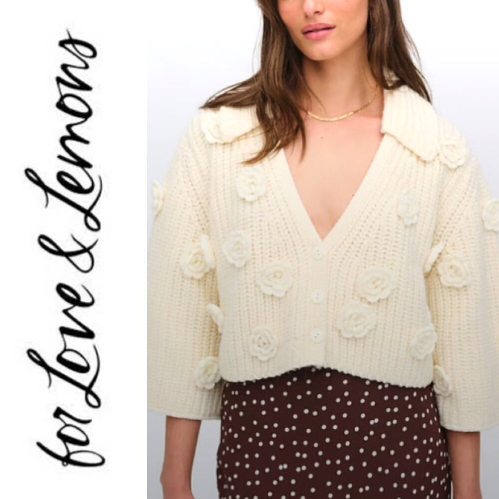 For Love & Lemons | Ivory Cream Knit Cardigan | S